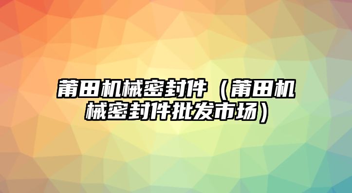 莆田機械密封件（莆田機械密封件批發(fā)市場）