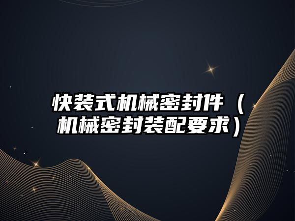 快裝式機械密封件（機械密封裝配要求）