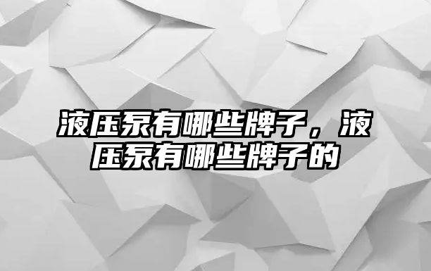 液壓泵有哪些牌子，液壓泵有哪些牌子的