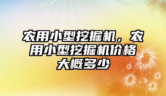 農用小型挖掘機，農用小型挖掘機價格大概多少