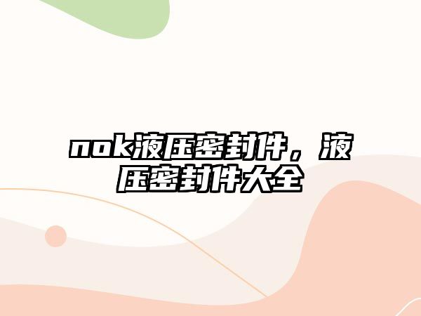 nok液壓密封件，液壓密封件大全