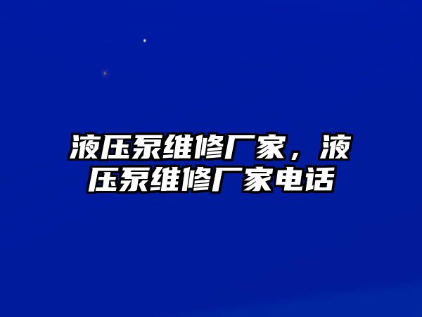 液壓泵維修廠家，液壓泵維修廠家電話