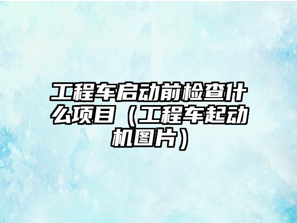 工程車啟動前檢查什么項目（工程車起動機(jī)圖片）