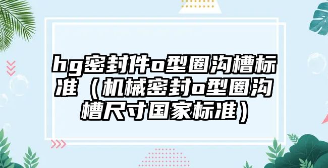 hg密封件o型圈溝槽標準（機械密封o型圈溝槽尺寸國家標準）