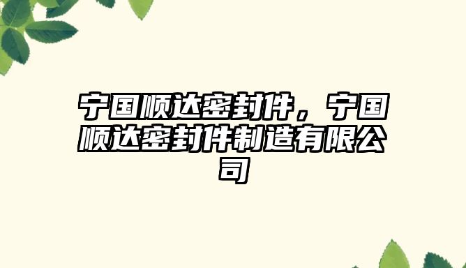 寧國(guó)順達(dá)密封件，寧國(guó)順達(dá)密封件制造有限公司