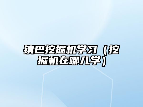 鎮(zhèn)巴挖掘機學習（挖掘機在哪兒學）