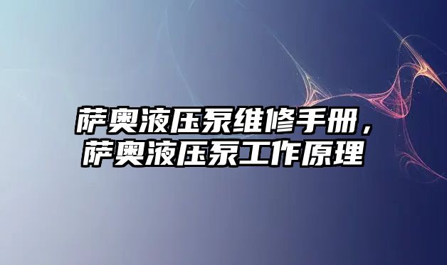 薩奧液壓泵維修手冊，薩奧液壓泵工作原理