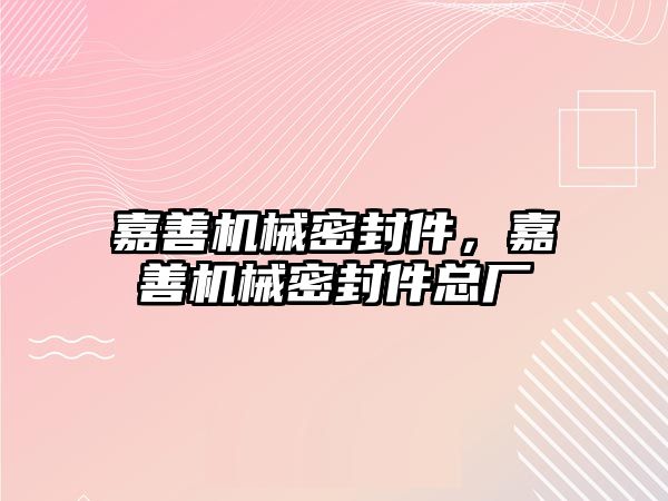 嘉善機械密封件，嘉善機械密封件總廠