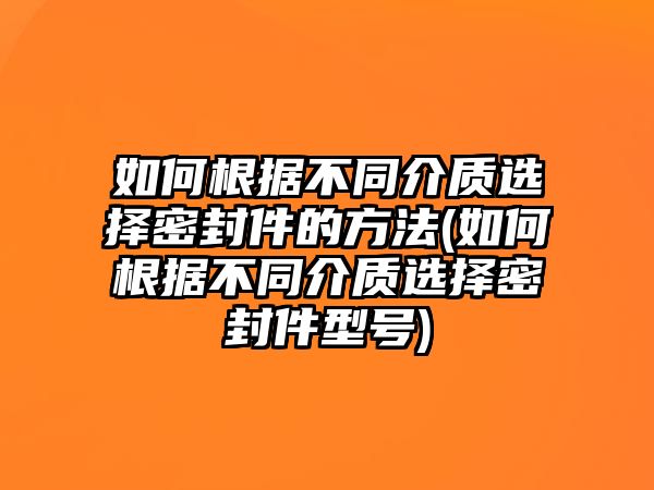 如何根據(jù)不同介質(zhì)選擇密封件的方法(如何根據(jù)不同介質(zhì)選擇密封件型號(hào))