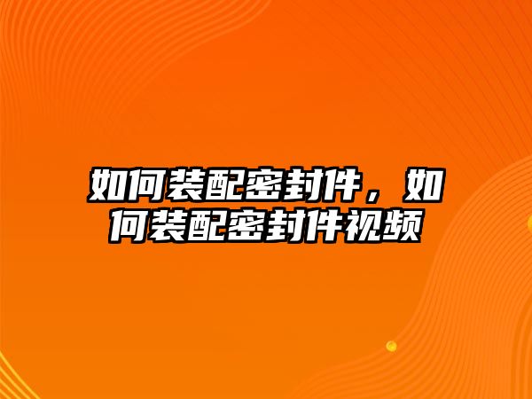 如何裝配密封件，如何裝配密封件視頻