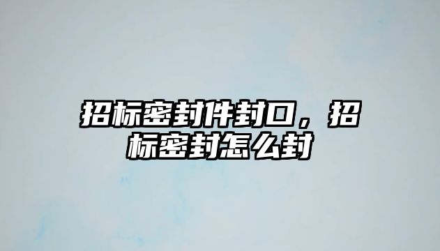 招標密封件封口，招標密封怎么封