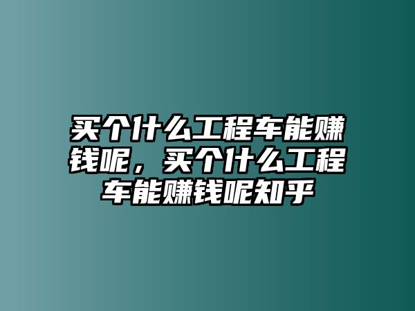 買個(gè)什么工程車能賺錢呢，買個(gè)什么工程車能賺錢呢知乎