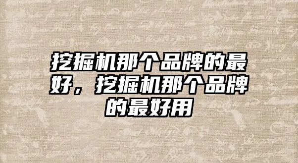 挖掘機那個品牌的最好，挖掘機那個品牌的最好用