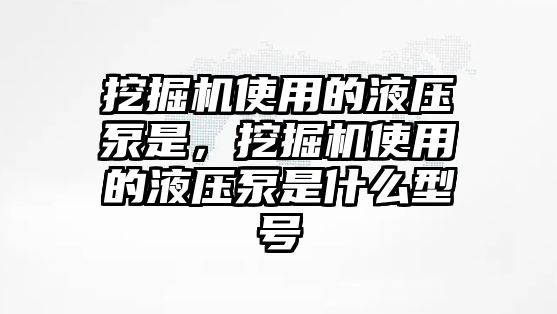 挖掘機使用的液壓泵是，挖掘機使用的液壓泵是什么型號