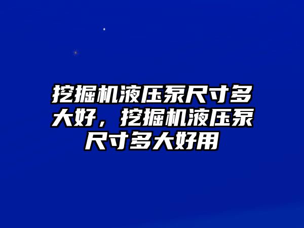 挖掘機液壓泵尺寸多大好，挖掘機液壓泵尺寸多大好用