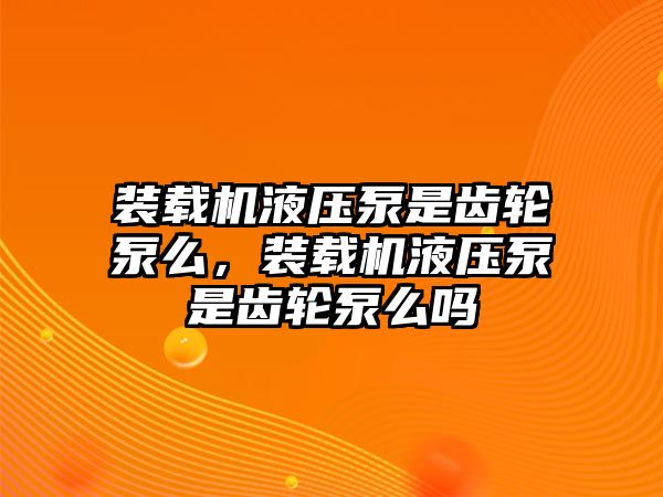 裝載機液壓泵是齒輪泵么，裝載機液壓泵是齒輪泵么嗎