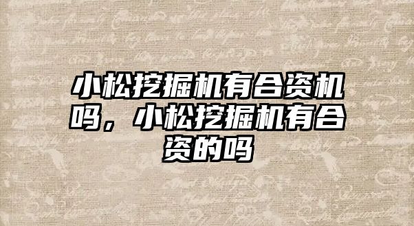 小松挖掘機有合資機嗎，小松挖掘機有合資的嗎