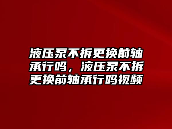 液壓泵不拆更換前軸承行嗎，液壓泵不拆更換前軸承行嗎視頻