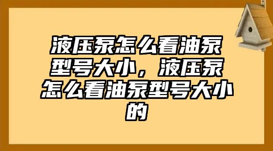 液壓泵怎么看油泵型號(hào)大小，液壓泵怎么看油泵型號(hào)大小的