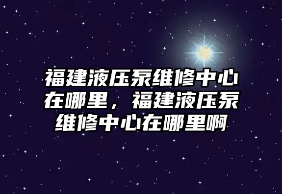 福建液壓泵維修中心在哪里，福建液壓泵維修中心在哪里啊