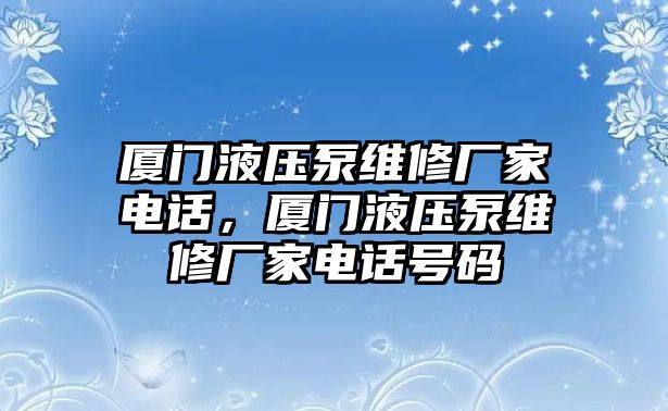 廈門液壓泵維修廠家電話，廈門液壓泵維修廠家電話號(hào)碼