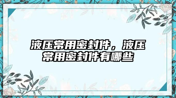 液壓常用密封件，液壓常用密封件有哪些