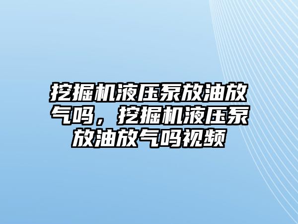 挖掘機液壓泵放油放氣嗎，挖掘機液壓泵放油放氣嗎視頻