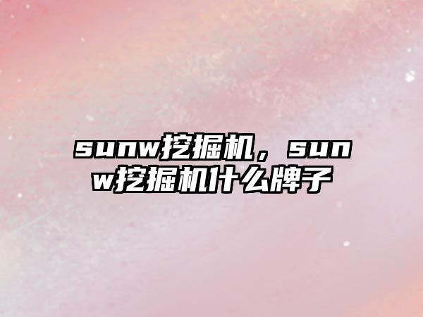 sunw挖掘機，sunw挖掘機什么牌子