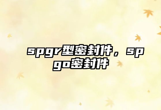 spgr型密封件，spgo密封件